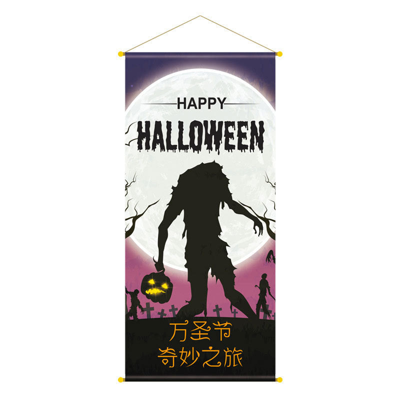Wholesale Halloween New Bar Restaurant Wall Cloth Poster Hanging Banner Decorative Pendant